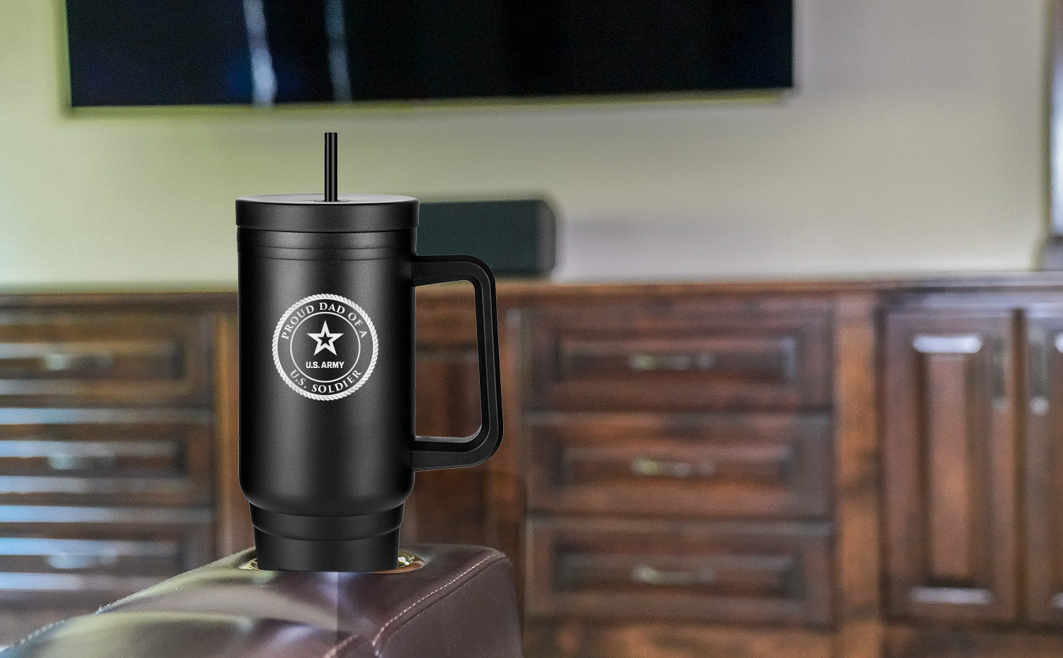 40oz Proud Army Family Tumbler - Round Design