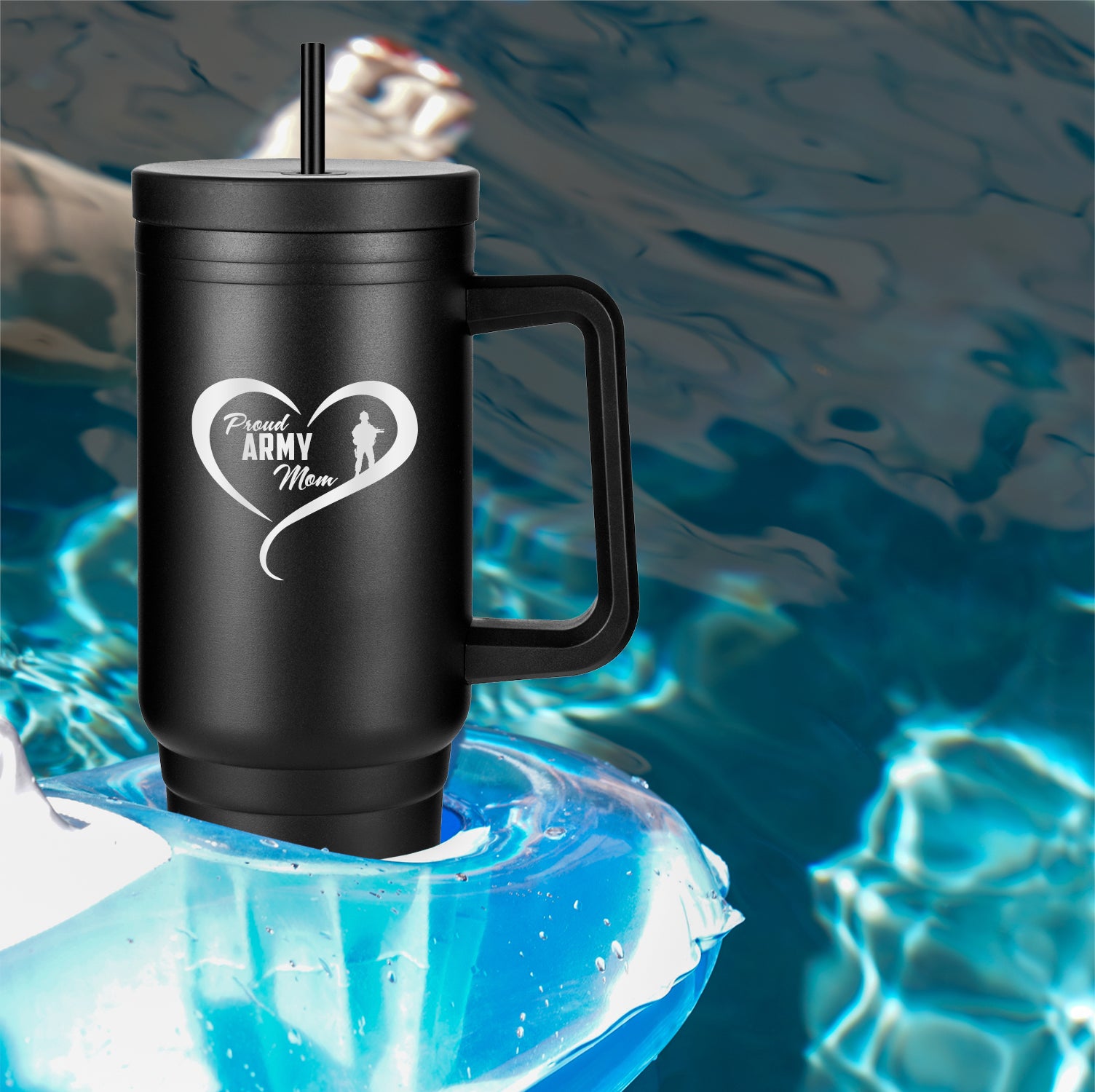 40oz Proud Army Family Tumbler - Heart Design
