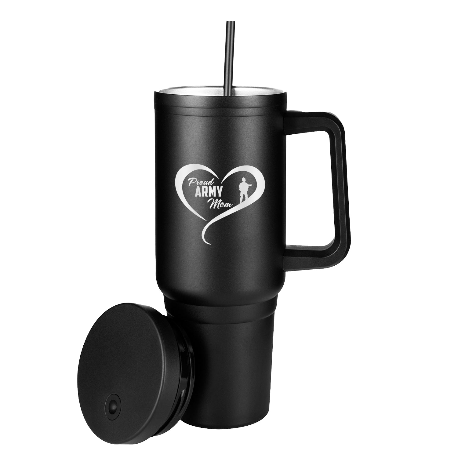 40oz Proud Army Family Tumbler - Heart Design