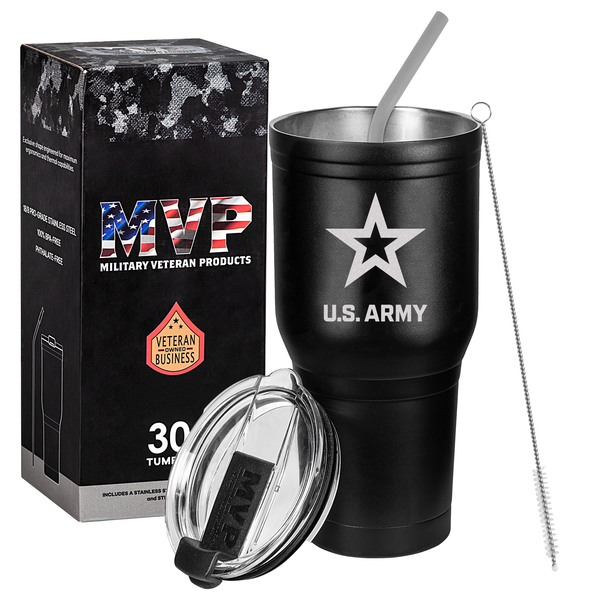 30 oz Army Black Double Wall Vacuum Insulated Stainless Steel Army Tumbler Travel Mug