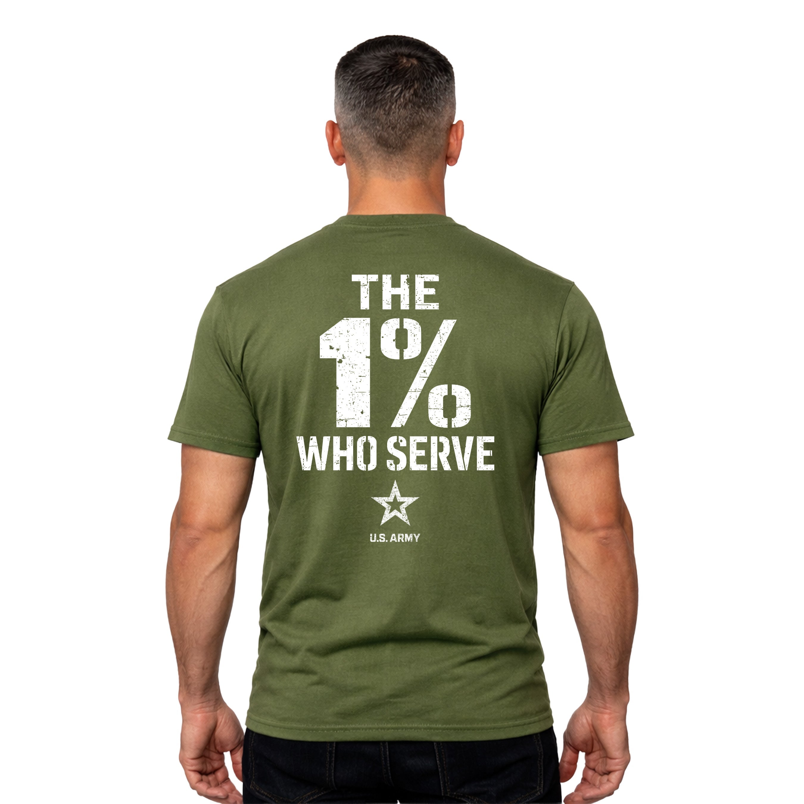 The 1% Who Serve ARMY T-shirt. U.S. Army patriotic T-shirt for Memorial Day and 4th of July with 1% who serve design.