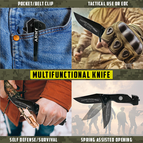 Army Folding Elite Tactical Knife - Spring Assisted Army Rescue Knife