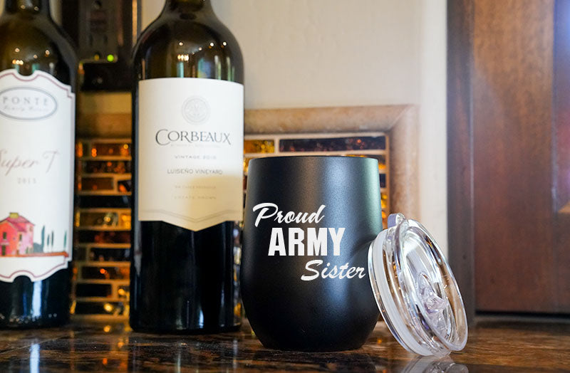 Proud Army Family Wine Tumbler